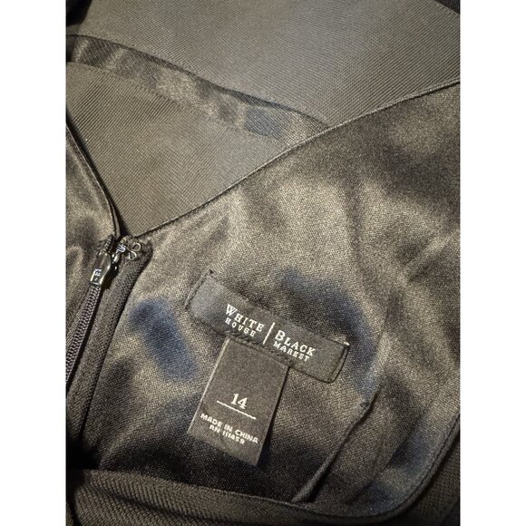 WHBM Dress 14 Black A Line V Front Back Sleeveless Stretch Mesh Trim - Picture 12 of 15